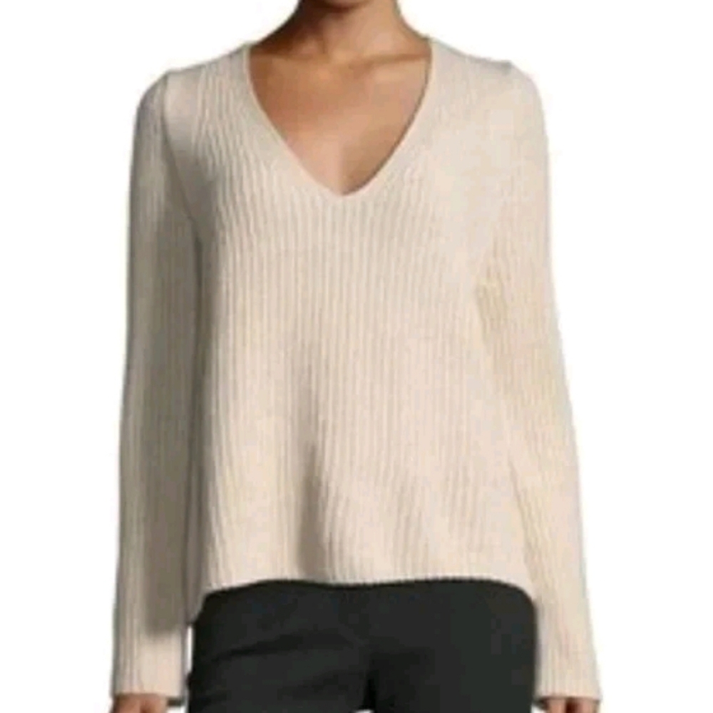 Helmut Lang Wool Cashmere Vneck Sweater XS Oatmeal Beige